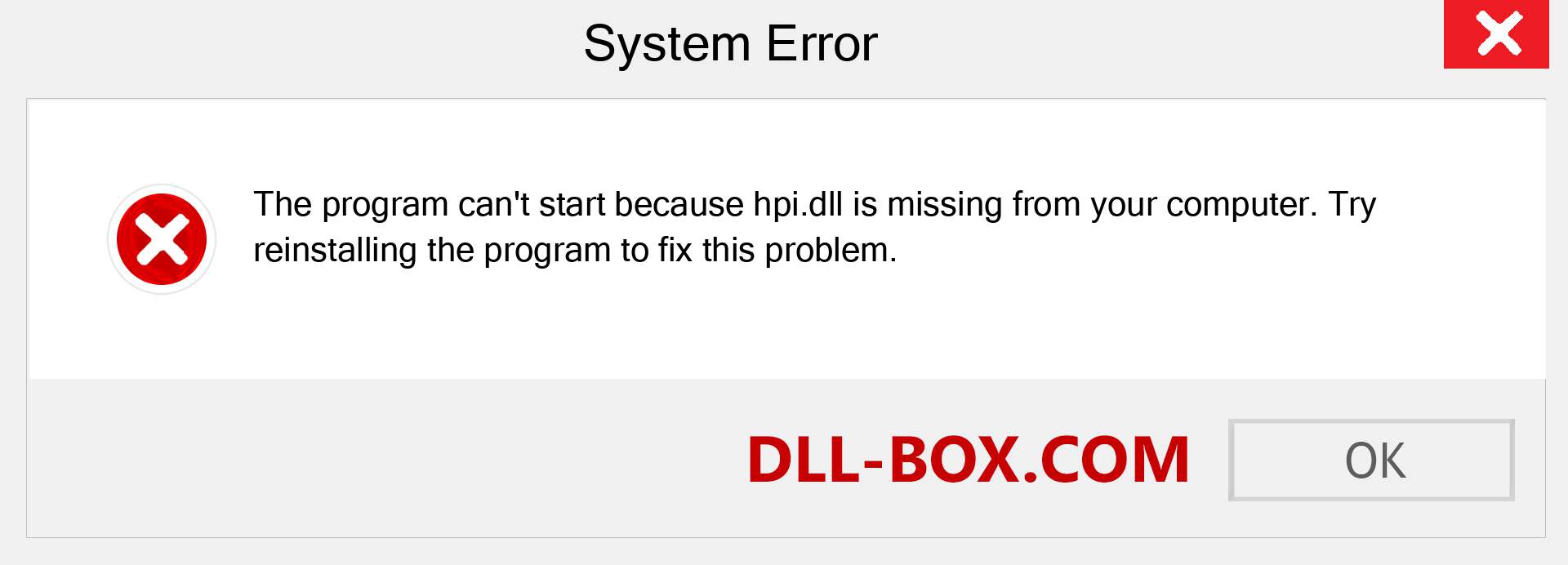  hpi.dll file is missing?. Download for Windows 7, 8, 10 - Fix  hpi dll Missing Error on Windows, photos, images